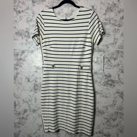 slim fit dress slacks Short Sleeve Knit Dress, Black main image 1